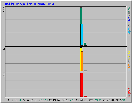 Daily usage for August 2013